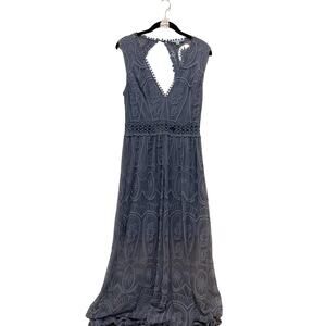 She + Sky Women's Embroidered Lace Dress, Blue, Size L